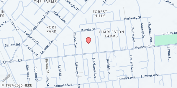 Map showing Holy City Missions at Aldersgate Methodist Church at 1444 Remount Rd., North Charleston, SC