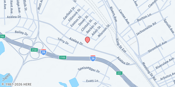 Map showing Lowcountry Food Bank Inc at 2864 Azalea Dr., North Charleston, SC