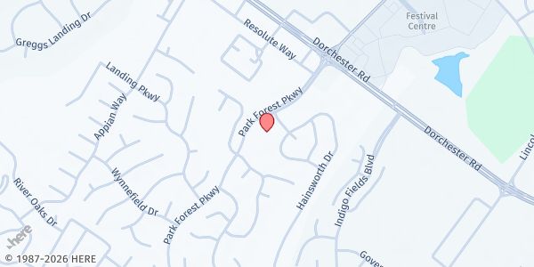 Map showing River Oaks Community Church at 5341 Park Forest Pkwy., North Charleston, SC