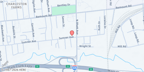 Map showing Seacoast Dream Center at 5505 N. Rhett Ave., North Charleston, SC