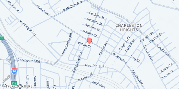 Map showing Tri-Country Family Ministries at 2105 Cosgrove Ave., North Charleston, SC