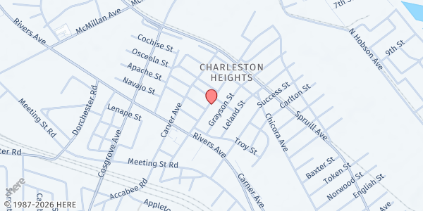 Map showing True Faith Holiness Church at 1925 Reynolds Ave., North Charleston, SC