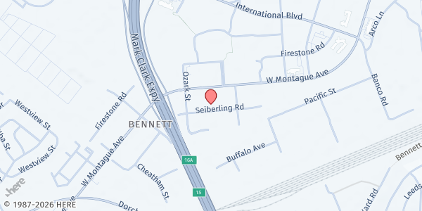 Map showing World Harvest of Hampton at 3441 W. Montague Ave., North Charleston, SC