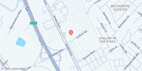 Map showing World Overcomers Ministries at 6060 Rivers Ave., North Charleston, SC