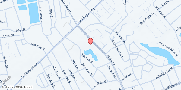 Map showing Barefoot Church at 701 N. Main St., North Myrtle Beach, SC