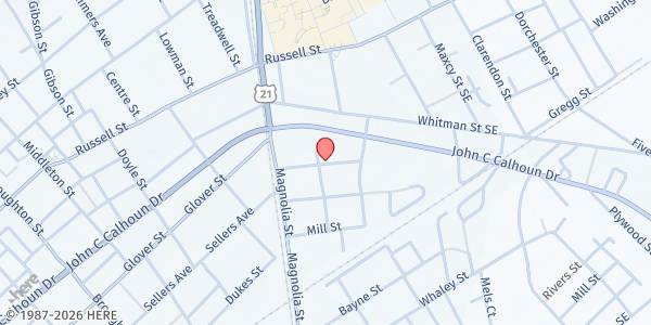 Map showing Salvation Army of Orangeburg County at 791 Nottingham St., Orangeburg, SC