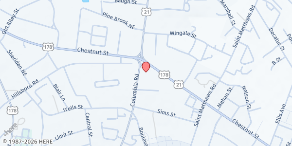 Map showing Shepherd Ministry Food Pantry at 1980 Columbia Road, Orangeburg, SC