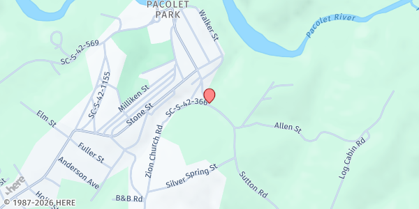 Map showing Pacolet Mills Church of God at 801 Sutton Rd, Pacolet, SC