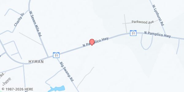 Map showing Mt. Zion Chapel Baptist Church at 756 North Pamplico Highway, Pamplico, SC