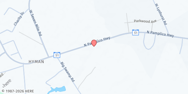 Map showing Mt. Zion Chapel Baptist Church at 756 N. Pamplico Hwy., Pamplico, SC