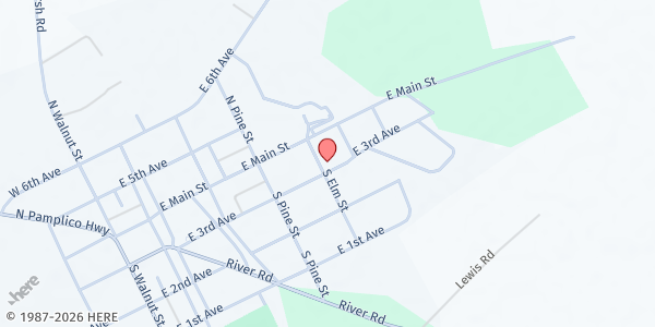 Map showing New Deliverance Church at 503 East Third Avenue, Pamplico, SC