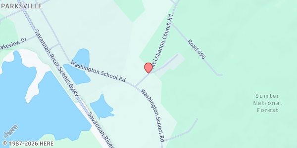 Map showing Mt Lebanon Baptist at 134 Mt. Lebanon Church Rd., Parksville, SC
