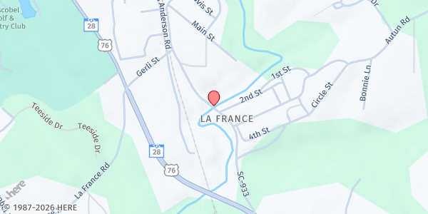 Map showing Faith Food Bank at 308 Williams St., Pendelton, SC