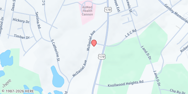 Map showing Gleaning House Ministries at 319 C David Stone Rd., Pickens, SC