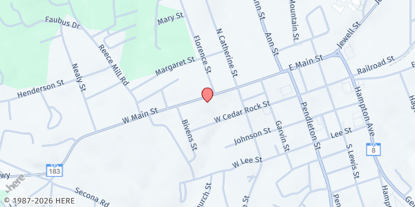 Map showing Pickens Presbyterian Church at 311 W. Main St., Pickens, SC