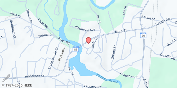 Map showing Piedmont Emergency Relief Center at 3A Main St., Piedmont, SC