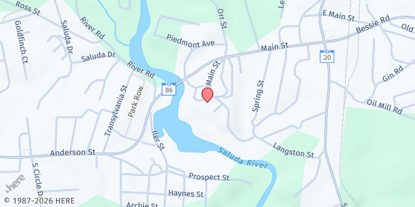 Map showing Piedmont Emergency Relief Center at 3A Main Street, Piedmont, SC