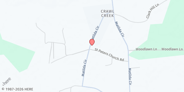 Map showing Jehovah UM at 1473 Matilda Cir, Pineville, SC