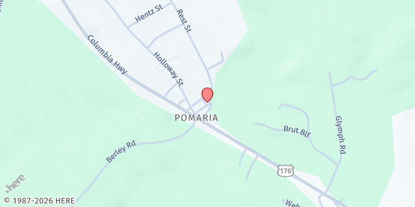 Map showing Pomaria Community Food Bank at 110 Victoria St., Pomaria, SC