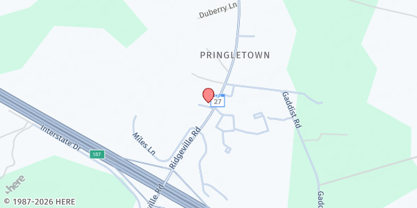 Map showing Deliverance Ministries Outreach at 1073 Old Gilliard Rd., Ridgeville, SC