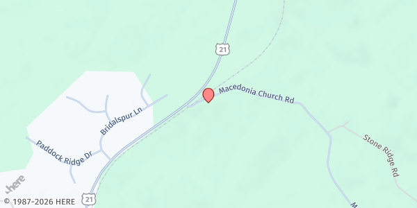 Map showing Macedonia Baptist Church at 72 Macedonia Church Road, Ridgeway, SC
