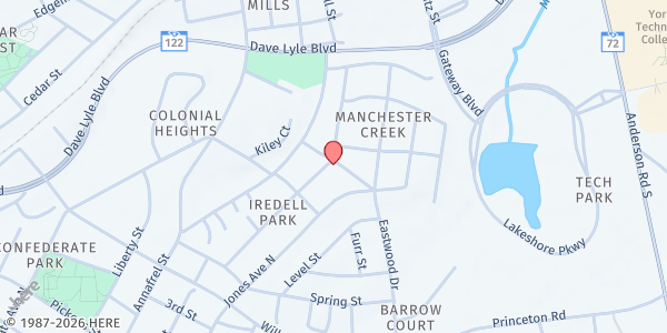 Map showing Calvary Baptist at 842 Cauthen Street, Rock Hill, SC