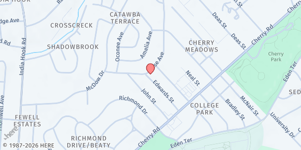 Map showing Care & Rescue Center of York County at 1106 Edward St., Rock Hill, SC