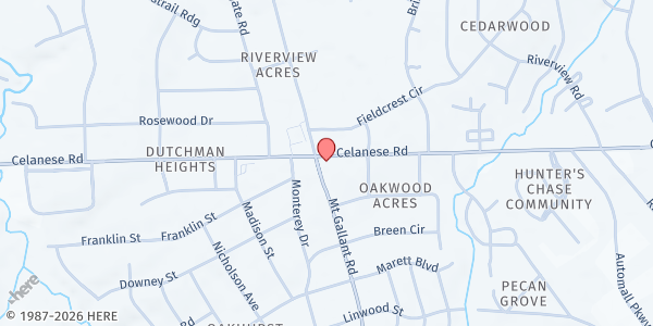 Map showing Covenant Presbyterian Church at 1830 Celanese Rd, Rock Hill, SC