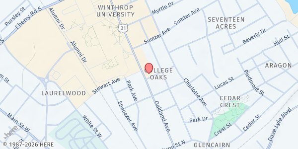 Map showing Hope (TEFAP & CSFP Provider) at 504 Oakland Ave, Rock Hill, SC