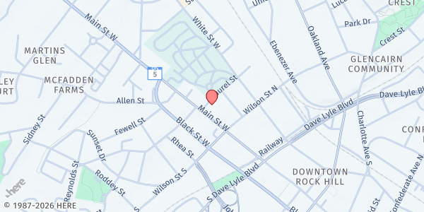 Map showing MACH-Pilgrim's Inn at 236 W. Main St., Rock Hill, SC