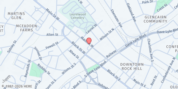 Map showing Pilgrims Inn at 236 West Main St, Rock Hill, SC