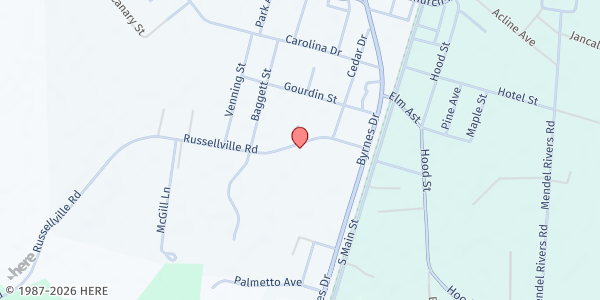 Map showing New Light UMC at 1037 Russellville Rd, Saint Stephen, SC