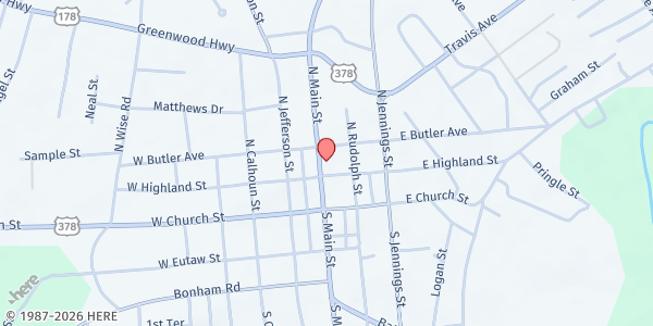 Map showing Christ Central Ministries - Saluda at 208 North Main Street, Saluda, SC