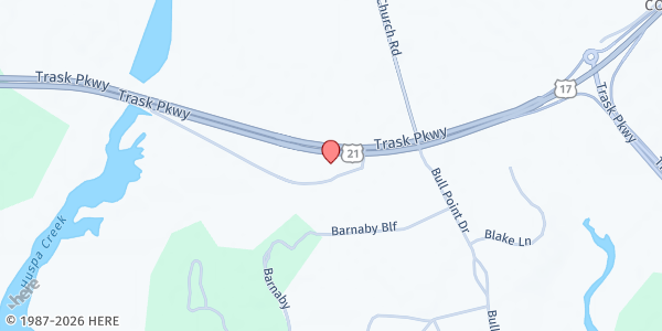 Map showing Huspah Baptist Church at 18 Huspah Baptist Church Rd, Seabrook, SC