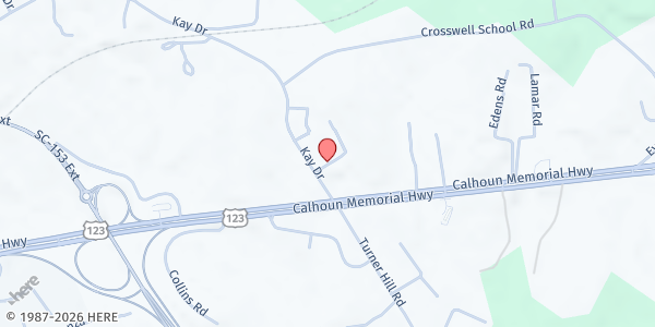 Map showing The Warehouse Church at 112 Beacon Hill Court, Shoals Creek Subdivision, SC