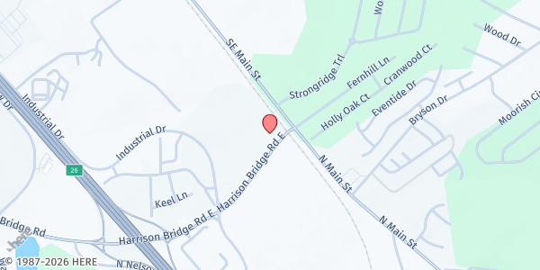 Map showing Bethlehem Baptist Church Food Emergency Program at 4 Harrison Bridge Road, Simpsonville, SC