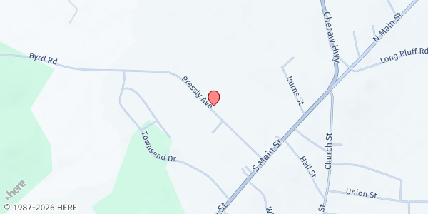 Map showing Society Hill Presbyterian Church at 308 Pressley Ave., Society Hill, SC