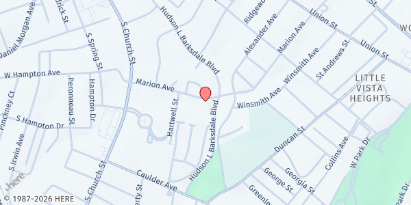 Map showing Believers Fellowship (TEFAP Provider) at 150 Marion Ave, Spartanburg, SC