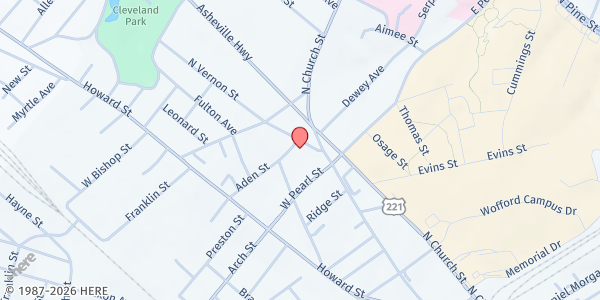 Map showing Church Builders Tabernacle at 127 Fremont Ave, Spartanburg, SC