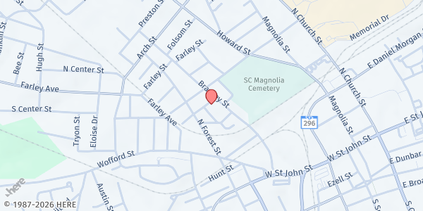 Map showing FBS - The Bridge at Green St. at 317 Green Street, Spartanburg, SC