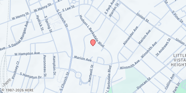 Map showing Majority Baptist at 400 Hudson L Barksdale Boulevard, Spartanburg, SC
