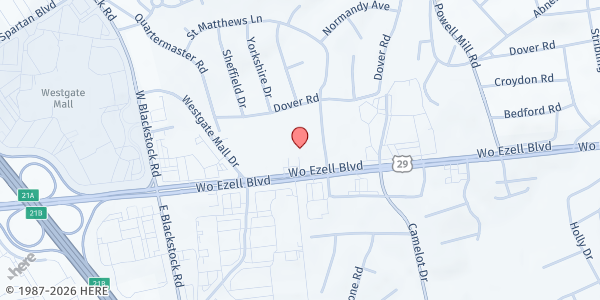 Map showing St Matthew's Episcopal Church at 101 Saint Matthews Lane, Spartanburg, SC