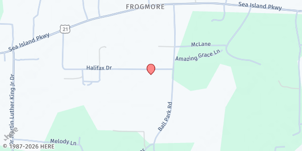 Map showing New Life Deliverance Temple at 112 Halifax Rd., St. Helena Island, SC