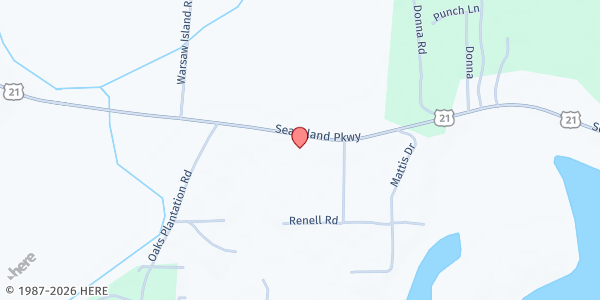 Map showing Healing Waters - Oak True Holiness at 548 Sea Island Parkway, St Helena, SC