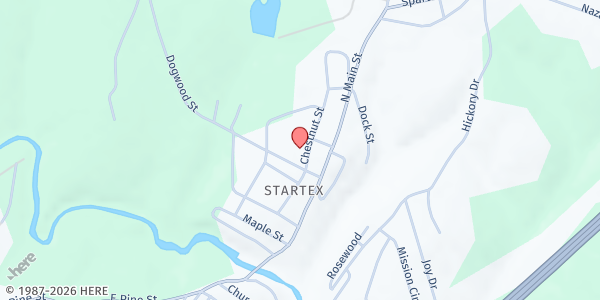 Map showing Vineyard Church of Spartanburg at 20 Chestnut St., Startex, SC