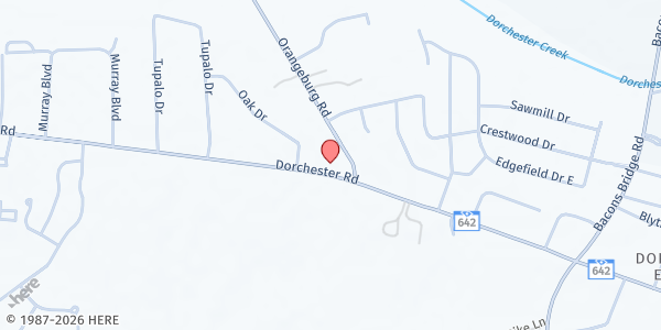 Map showing Divine Faith Ministries at 10700 Dorchester Rd., Summerville, SC