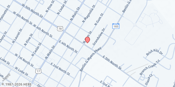 Map showing Seacoast - Summerville at 301 E. 5th N. St., Summerville, SC