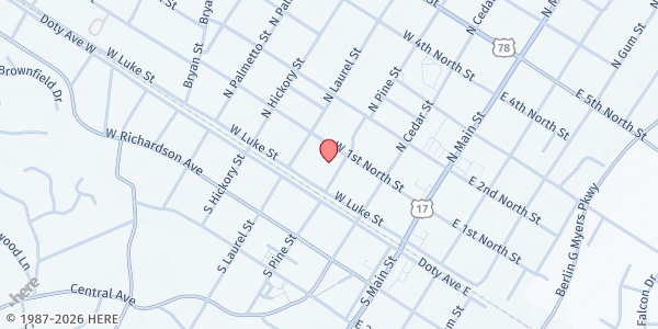 Map showing Summerville Seventh Day Advent at 108 N. Pine St., Summerville, SC