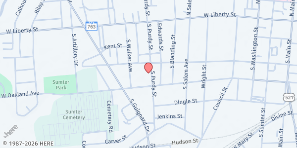 Map showing Christian Charities of Sumter at 110 S. Purdy St., Sumter, SC