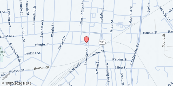 Map showing First Baptist Missionary Church at 219 S. Washington St., Sumter, SC